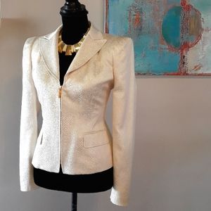 Ann Klein/ Metallic Gold/Creme/ Snake Print/Blazer